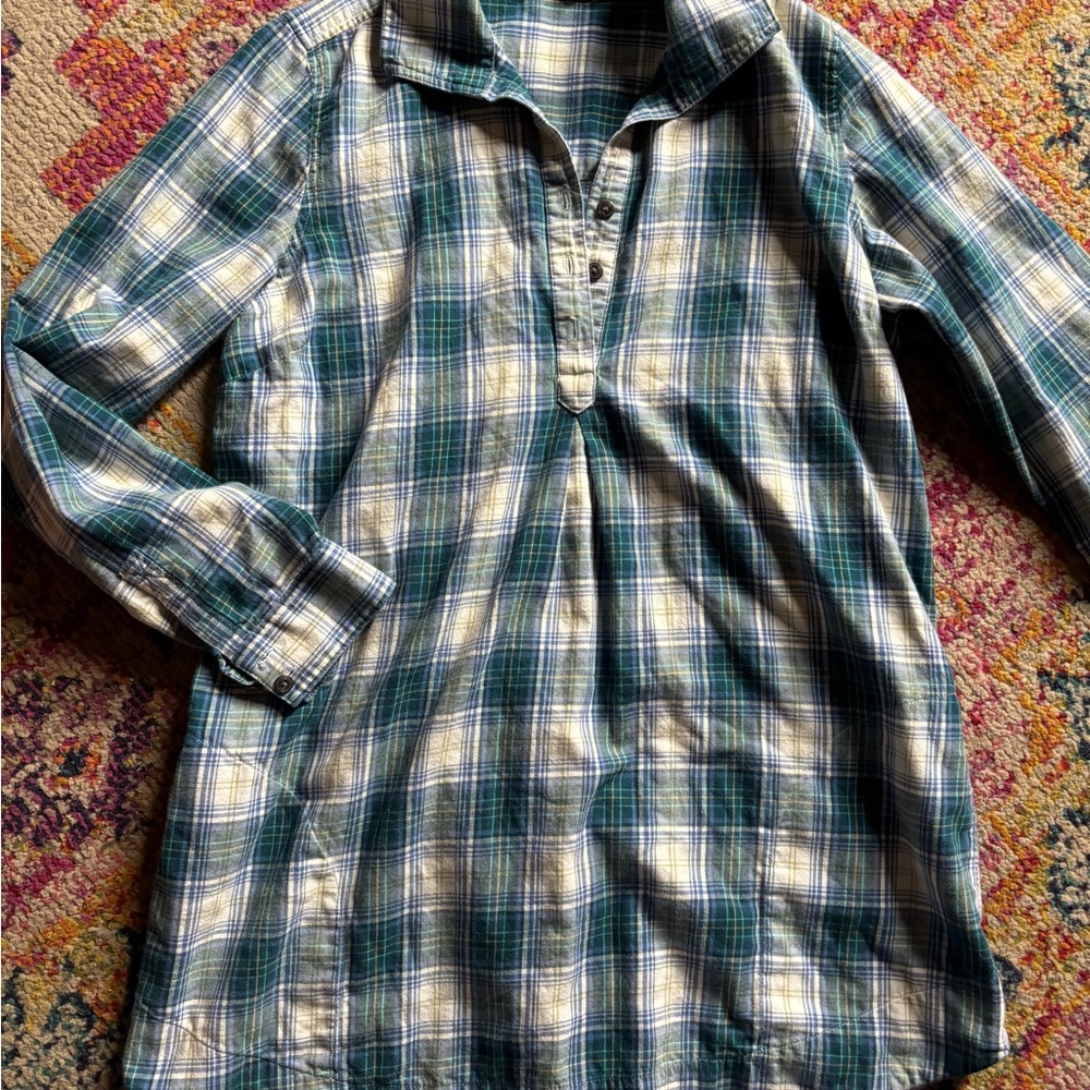 J. Jill Uncommon threads cotton plaid flannel tunic shorts - women’s S Lagenlook
